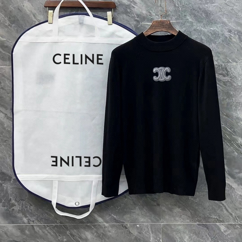 Celine classic logo letters semi -high -neck sweater